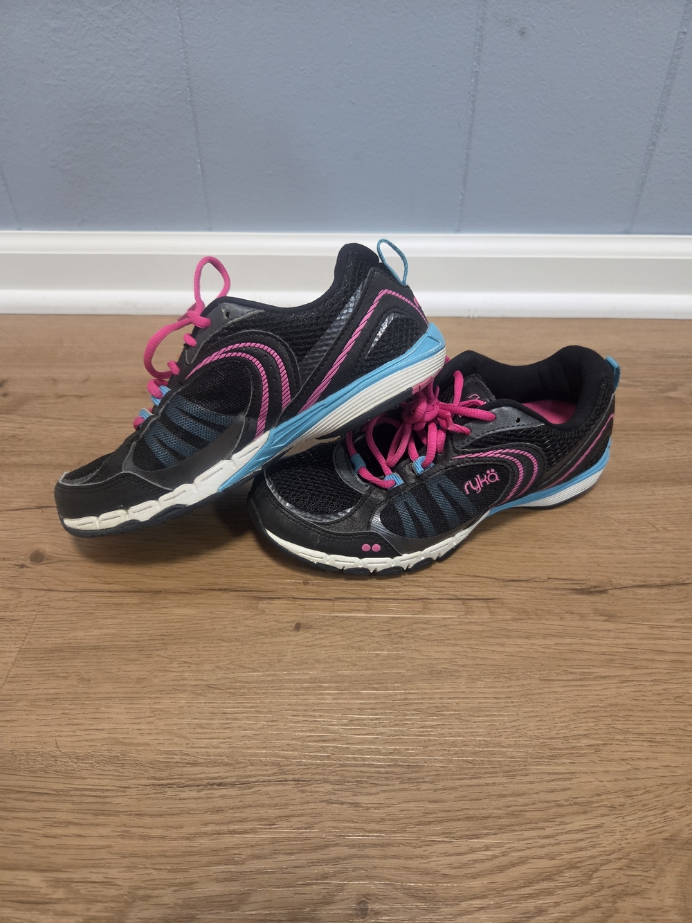 Ryka Black Pink Blue Kids Athletic Sneakers